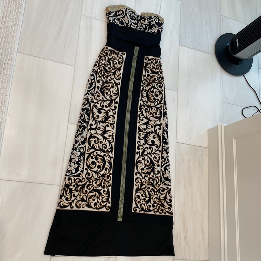 Nicole Miller Collection Long Strapless Cocktail Dress